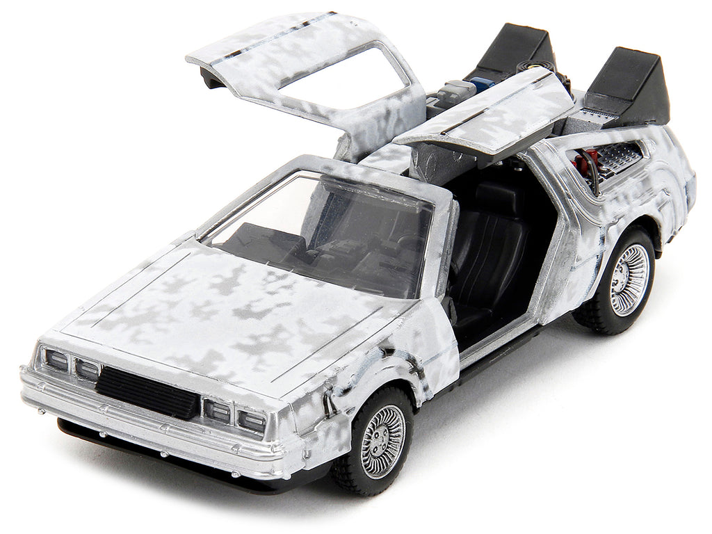 DMC DeLorean Time Machine Brushed Metal (Frost Version) "Back to the Future" (1985) Movie "Hollywood Rides" Series 1/32 Diecast Model Car by Jada - image 2