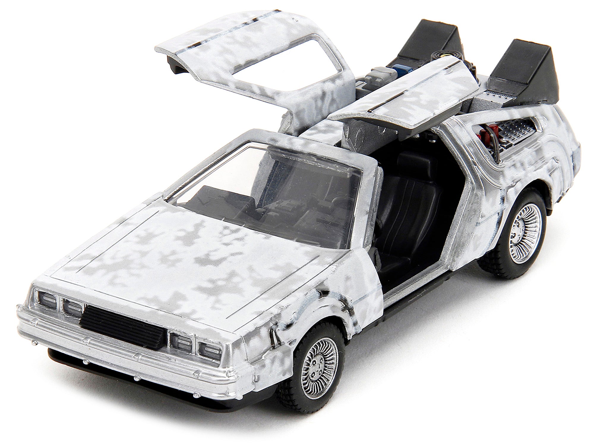 DMC DeLorean Time Machine Brushed Metal (Frost Version) "Back to the Future" (1985) Movie "Hollywood Rides" Series 1/32 Diecast Model Car by Jada - image 2