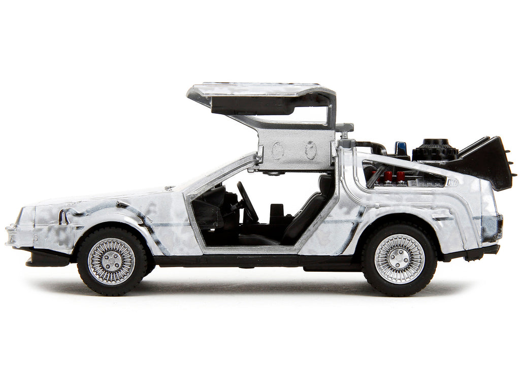 DMC DeLorean Time Machine Brushed Metal (Frost Version) "Back to the Future" (1985) Movie "Hollywood Rides" Series 1/32 Diecast Model Car by Jada - image 3