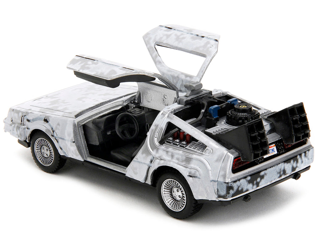 DMC DeLorean Time Machine Brushed Metal (Frost Version) "Back to the Future" (1985) Movie "Hollywood Rides" Series 1/32 Diecast Model Car by Jada - image 4