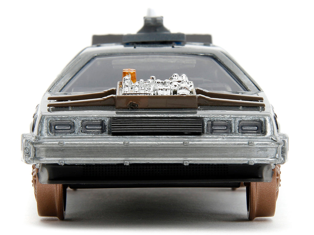 DeLorean DMC (Time Machine) Brushed Metal Train Wheel Version "Back to the Future Part III" (1990) Movie "Hollywood Rides" Series 1/32 Diecast Model Car by Jada - image 5