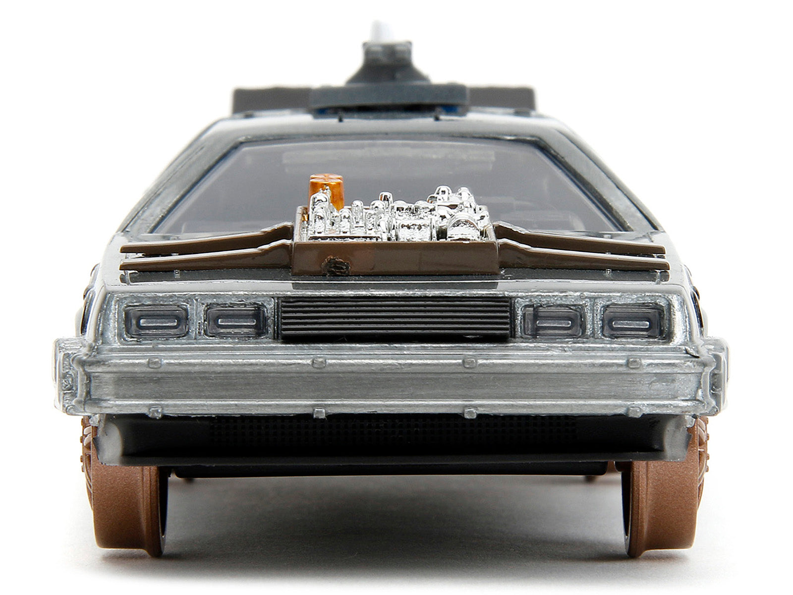 DeLorean DMC (Time Machine) Brushed Metal Train Wheel Version "Back to the Future Part III" (1990) Movie "Hollywood Rides" Series 1/32 Diecast Model Car by Jada - image 5