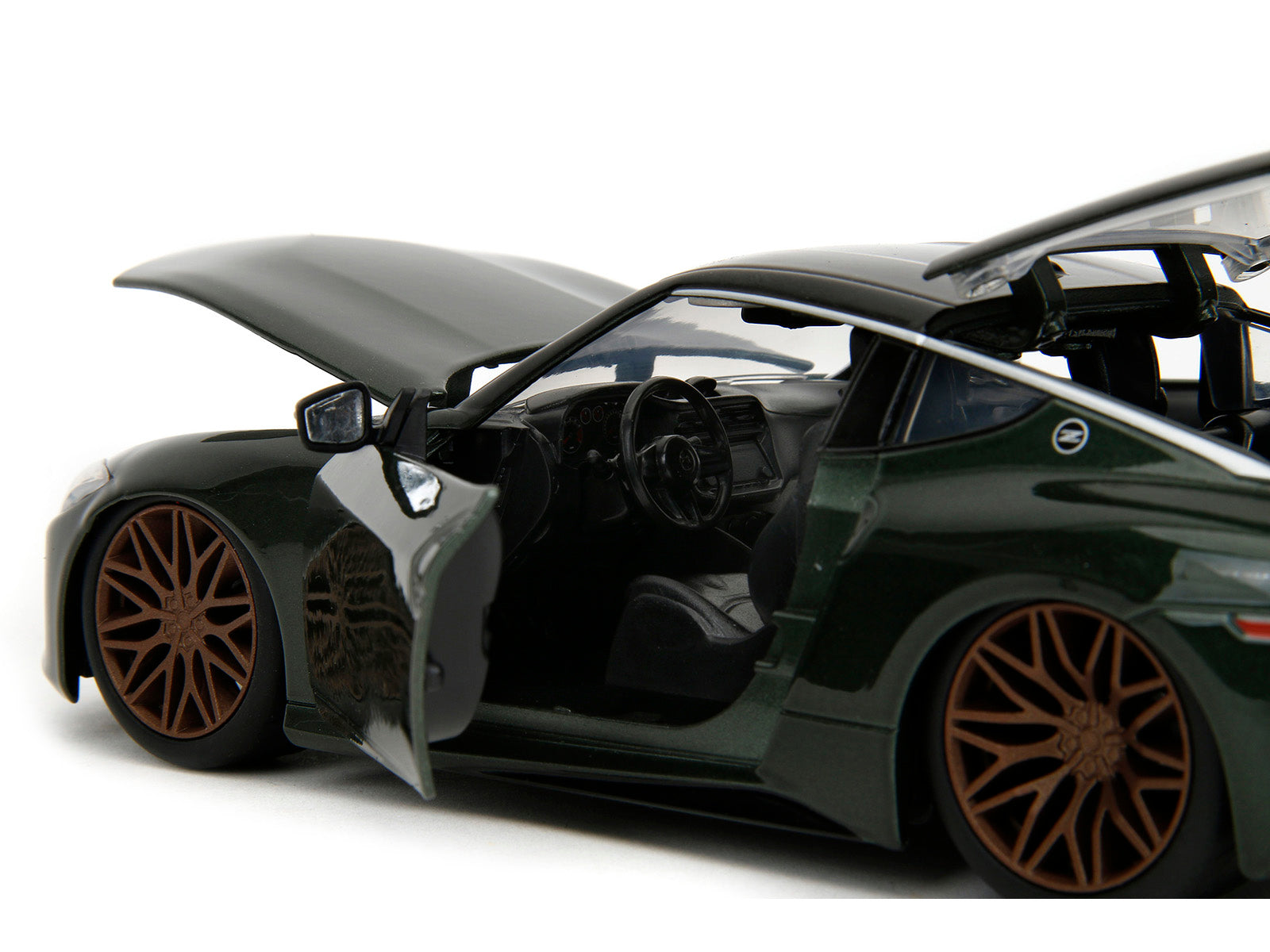 2023 Nissan Z Dark Green Metallic with Black Top "Fast X" (2023) Movie "Fast & Furious" Series 1/24 Diecast Model Car by Jada - image 3