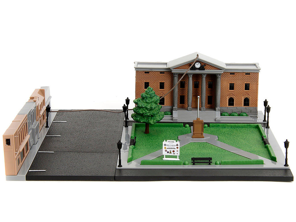 Hill Valley Courthouse Diorama with Black Pickup Truck and Delorean "Back to the Future" (1985) Movie "Nano Scene" Series Model by Jada - image 5