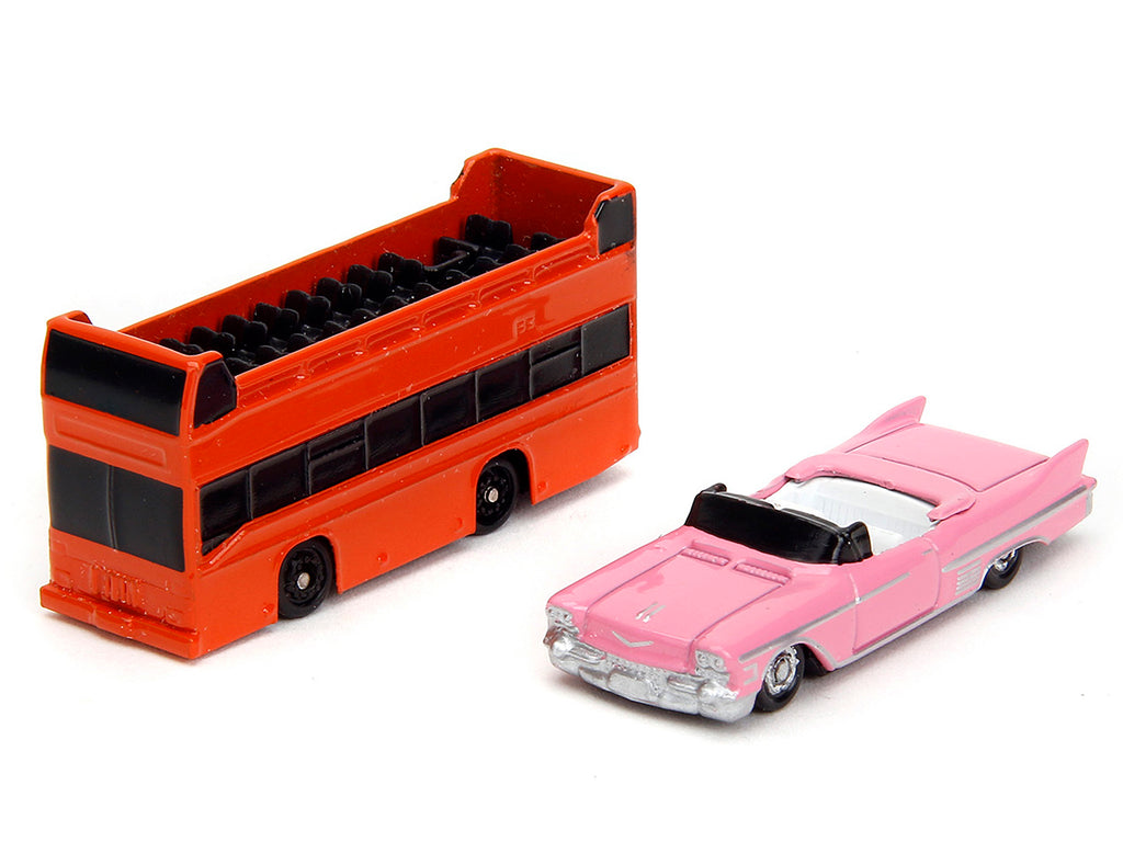 "Hollywood 100" Walk of Fame Diorama with Pink Convertible and Double-Decker Bus "Nano Scene" Series model by Jada - image 2