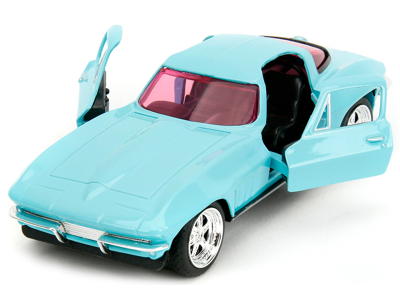 1966 Chevrolet Corvette Light Blue with Pink Tinted Windows "Pink Slips" Series 1/32 Diecast Model Car by Jada - image 2