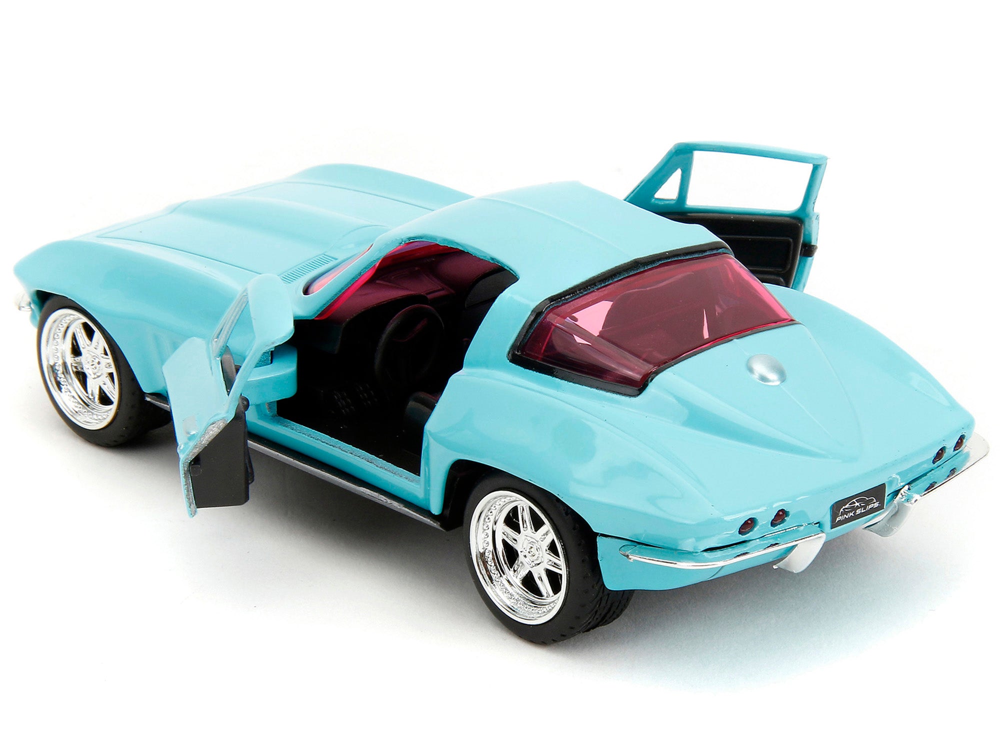 1966 Chevrolet Corvette Light Blue with Pink Tinted Windows "Pink Slips" Series 1/32 Diecast Model Car by Jada - image 5