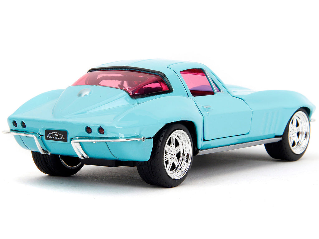 1966 Chevrolet Corvette Light Blue with Pink Tinted Windows "Pink Slips" Series 1/32 Diecast Model Car by Jada - image 4