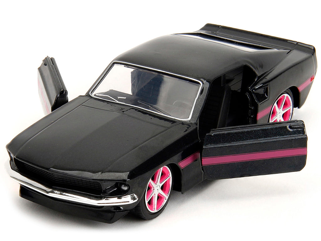 1969 Ford Mustang Black Metallic with Pink Stripes and Wheels "Pink Slips" Series 1/32 Diecast Model Car by Jada - image 2