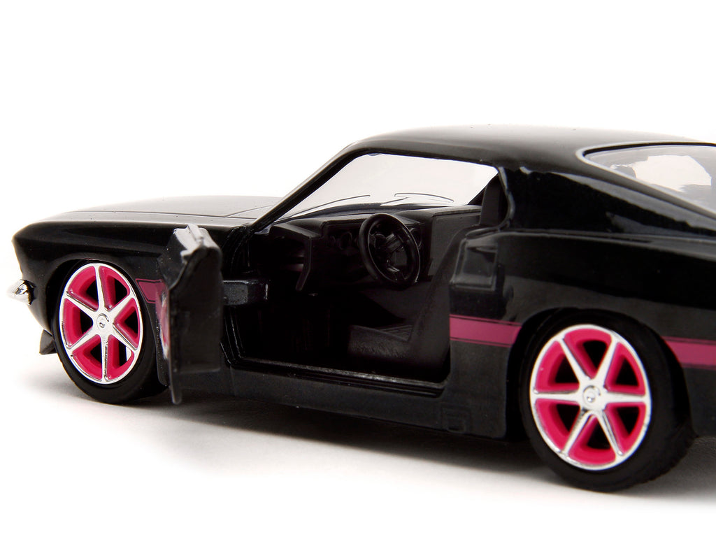 1969 Ford Mustang Black Metallic with Pink Stripes and Wheels "Pink Slips" Series 1/32 Diecast Model Car by Jada - image 3