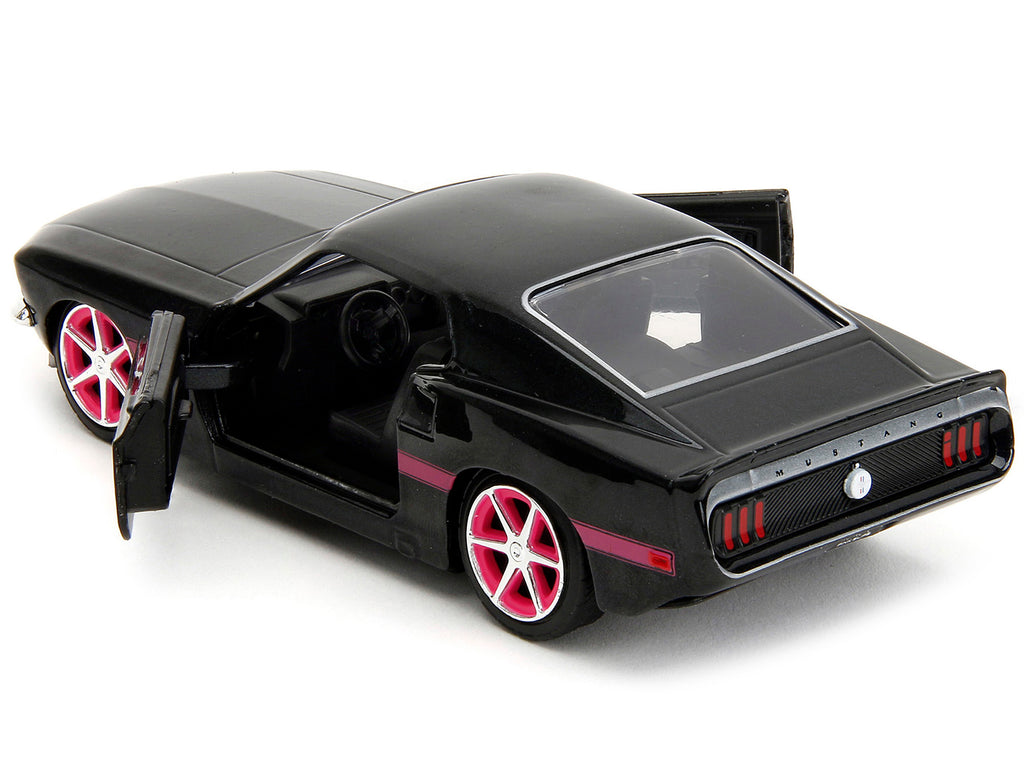 1969 Ford Mustang Black Metallic with Pink Stripes and Wheels "Pink Slips" Series 1/32 Diecast Model Car by Jada - image 4