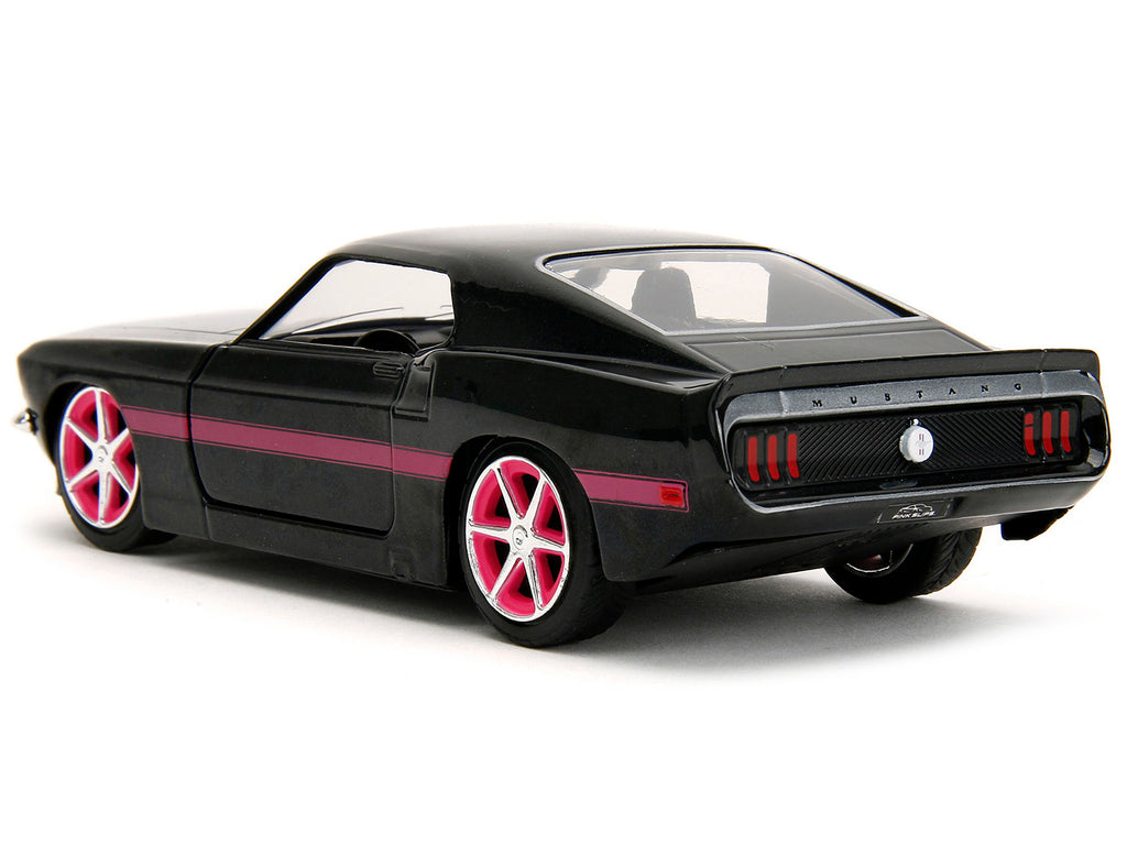 1969 Ford Mustang Black Metallic with Pink Stripes and Wheels "Pink Slips" Series 1/32 Diecast Model Car by Jada - image 5