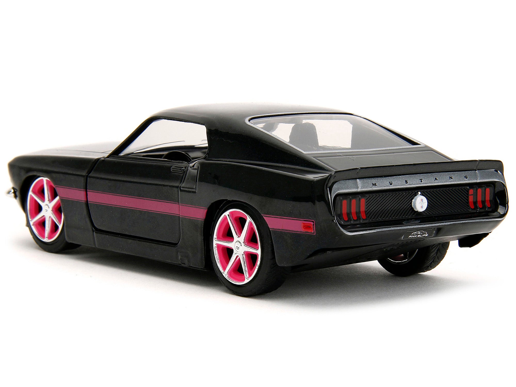 1969 Ford Mustang Black Metallic with Pink Stripes and Wheels "Pink Slips" Series 1/32 Diecast Model Car by Jada - image 5