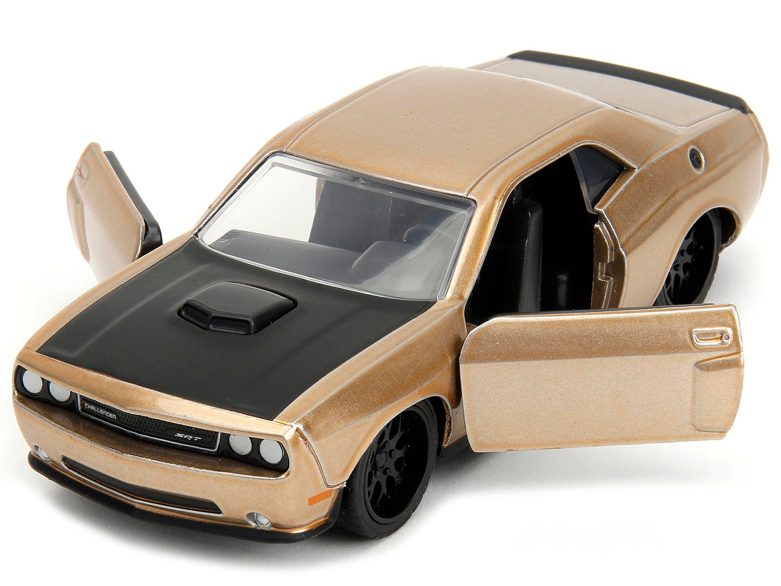 2012 Dodge Challenger SRT8 Gold Metallic with Black Hood "Pink Slips" Series 1/32 Diecast Model Car by Jada - image 2