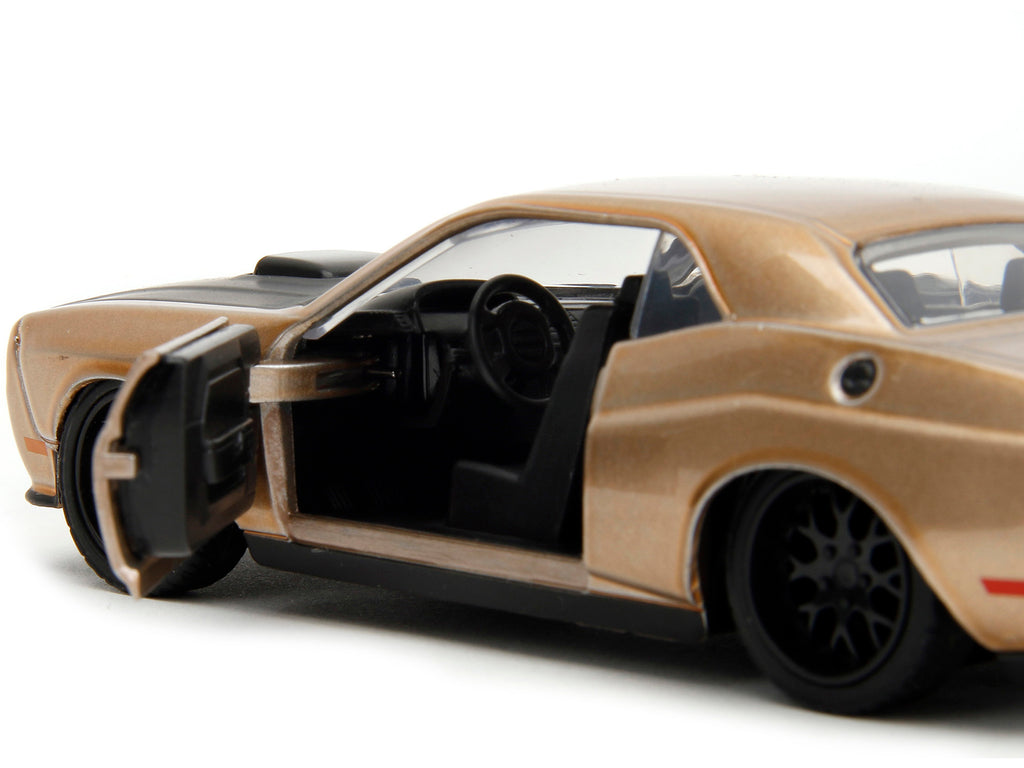2012 Dodge Challenger SRT8 Gold Metallic with Black Hood "Pink Slips" Series 1/32 Diecast Model Car by Jada - image 3