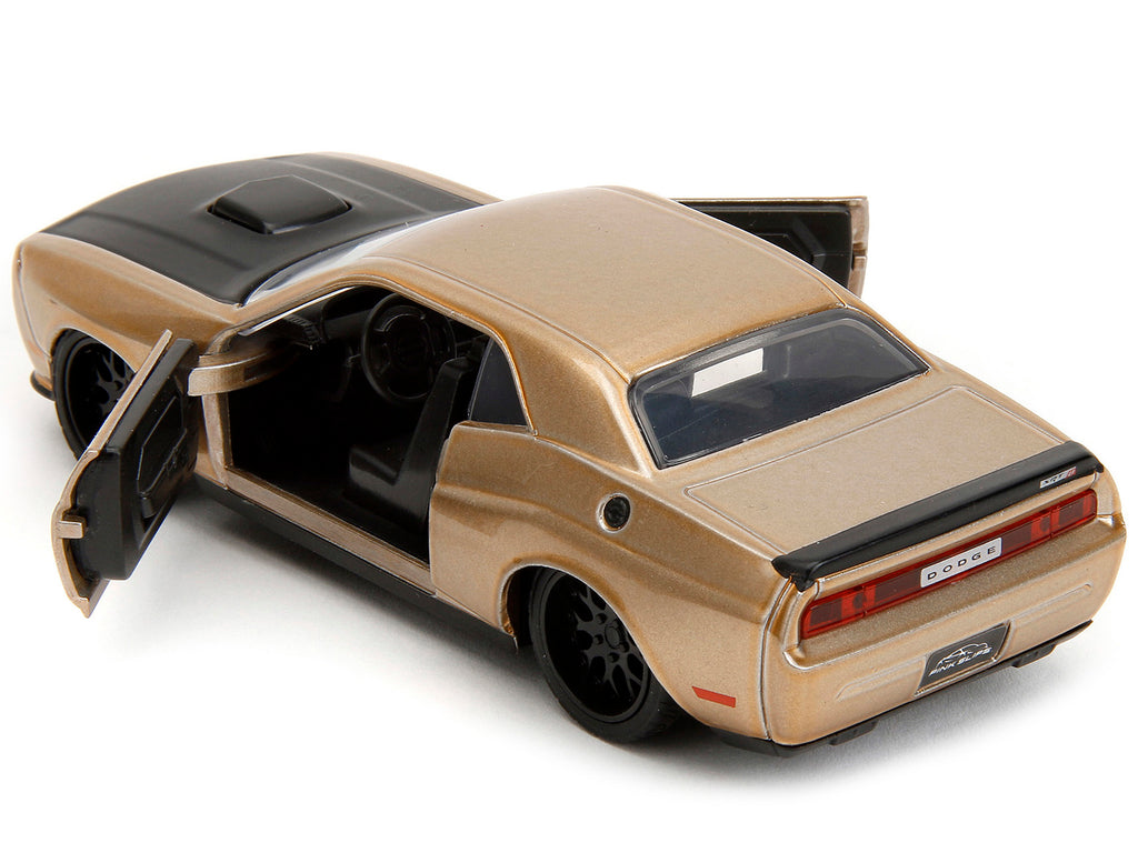 2012 Dodge Challenger SRT8 Gold Metallic with Black Hood "Pink Slips" Series 1/32 Diecast Model Car by Jada - image 4