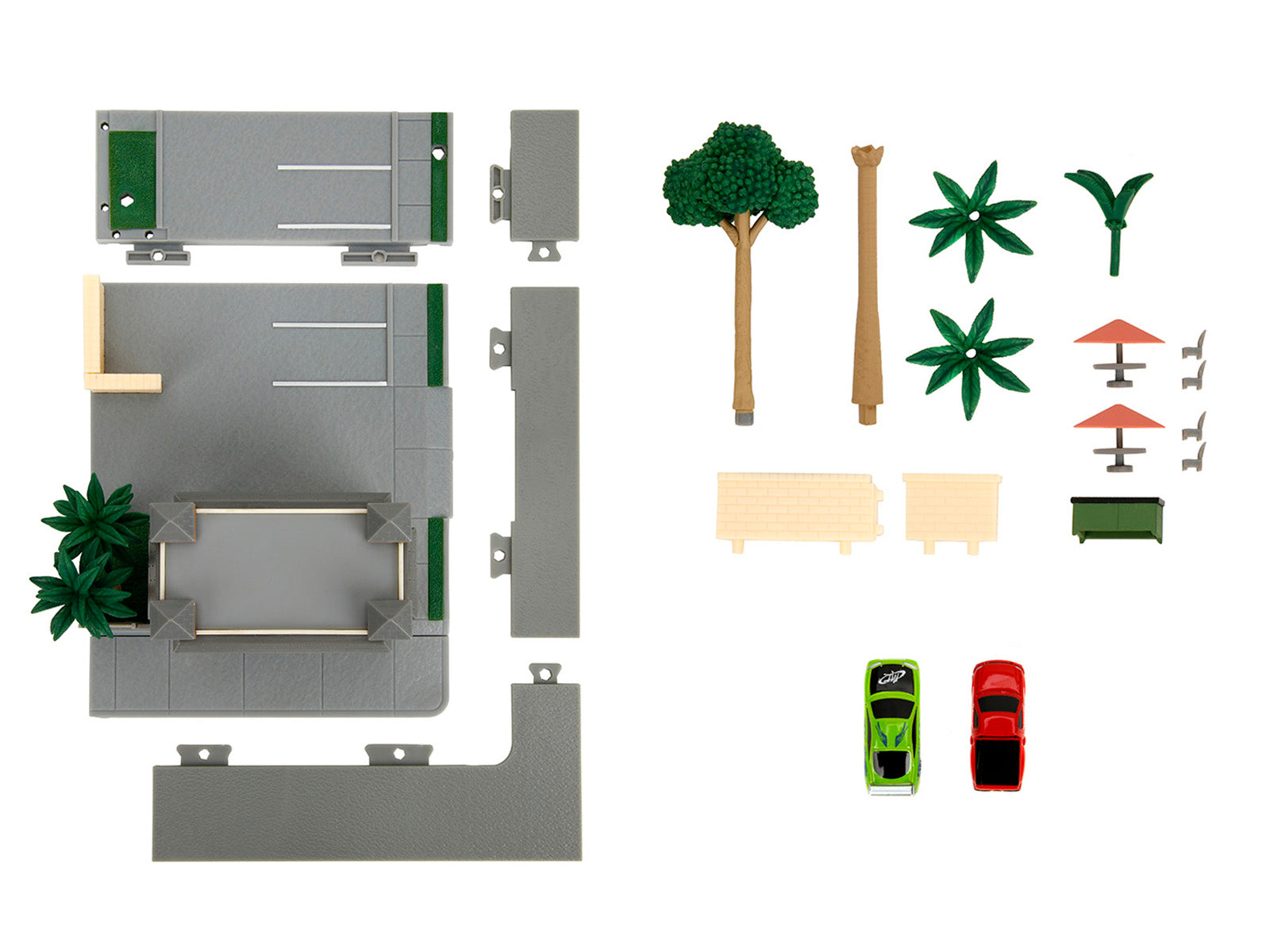 Toretto Cafe Diorama with Mitsubishi Eclipse Green and Ford F-150 SVT Lightning Red "Fast and Furious" "Nano Scene" Series Model by Jada - image 3