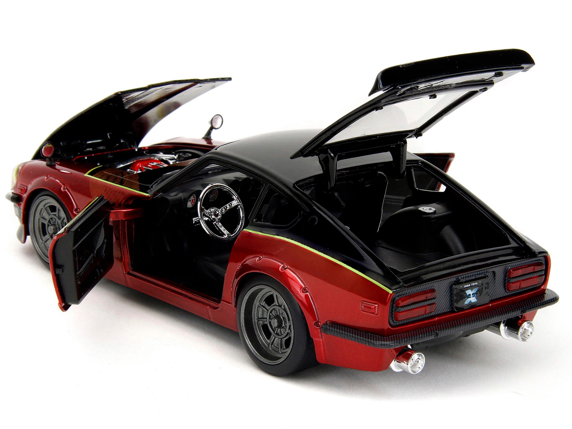 1972 Datsun 240Z Black and Red Metallic with Graphics "Fast X" (2023) Movie "Fast & Furious" Series 1/24 Diecast Model Car by Jada - image 5