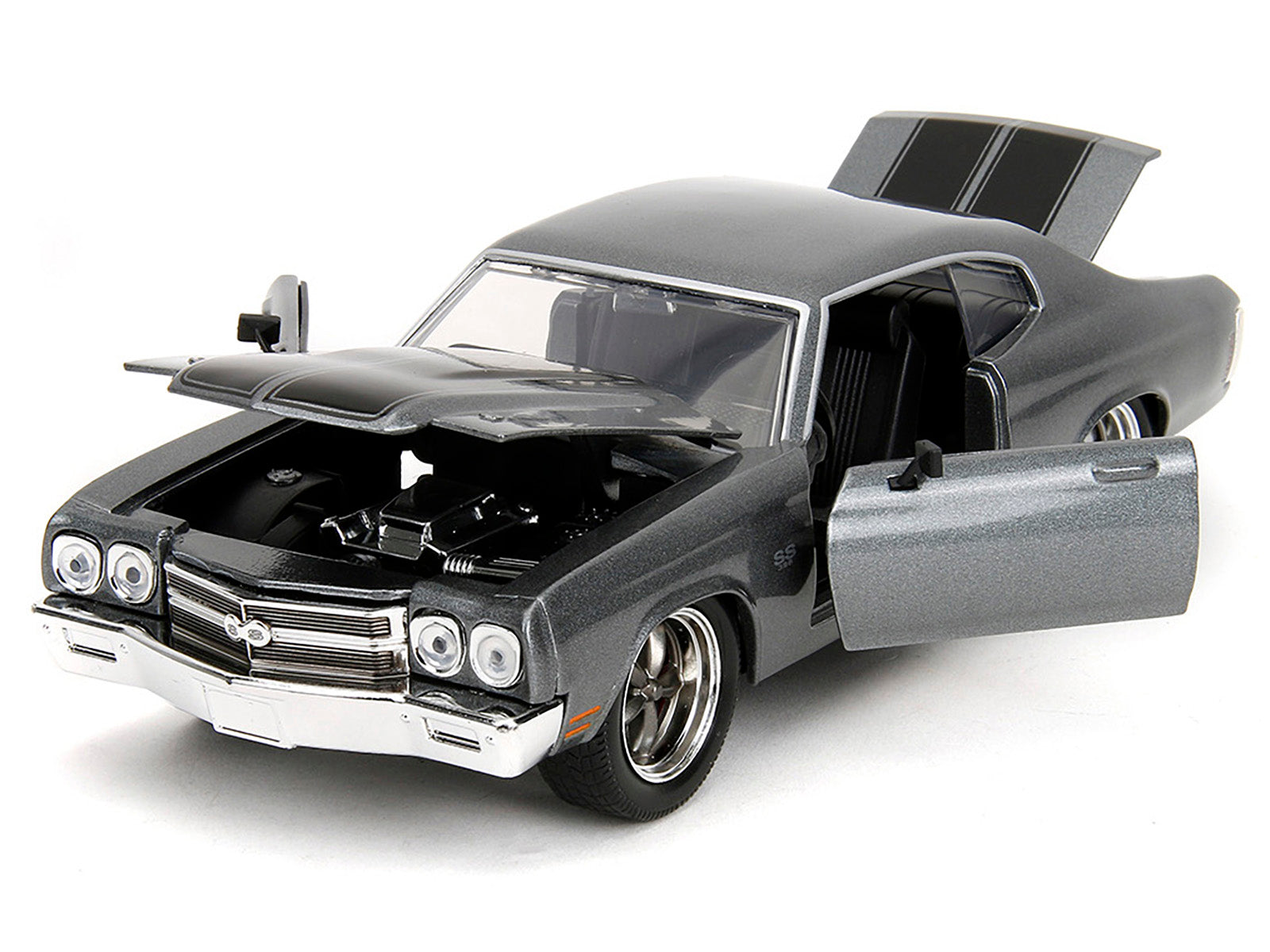 1970 Chevrolet Chevelle SS Gray Metallic with Black Stripes "Fast & Furious" (2009) Movie "Fast & Furious" Series 1/24 Diecast Model Car by Jada - image 2