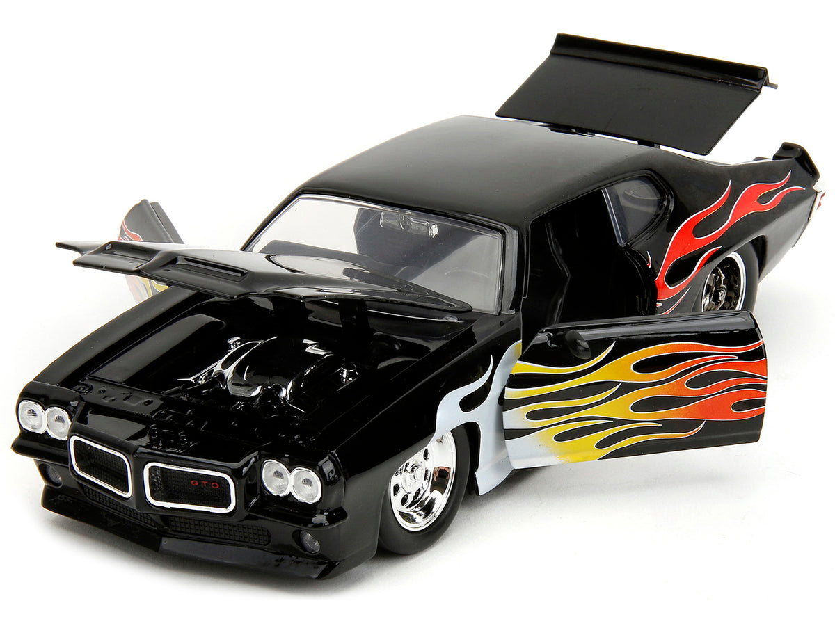 1971 Pontiac GTO Black with Flame Graphics "Bigtime Muscle" Series 1/24 Diecast Model Car by Jada - image 2
