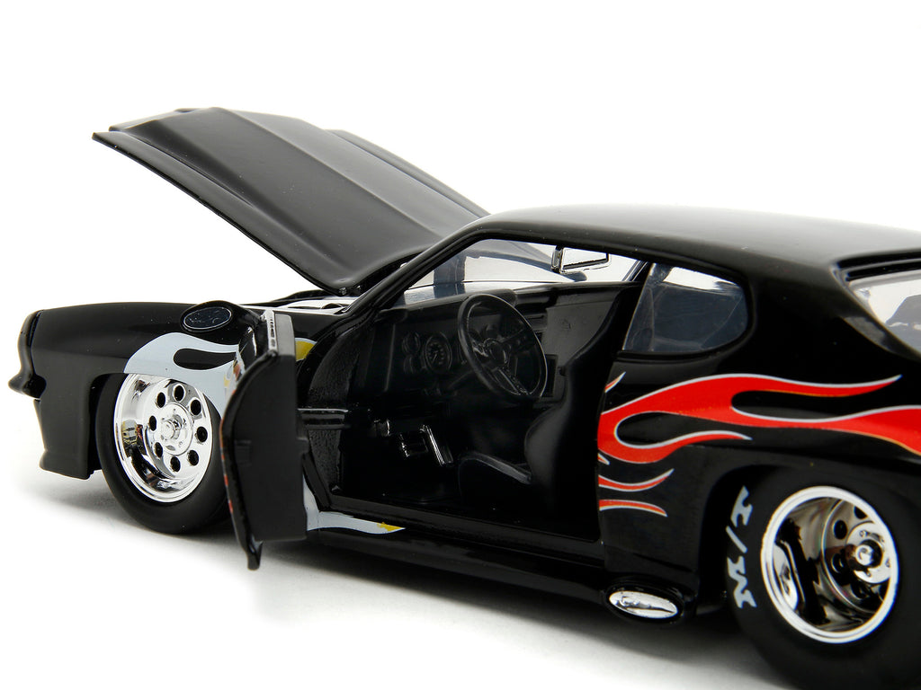 1971 Pontiac GTO Black with Flame Graphics "Bigtime Muscle" Series 1/24 Diecast Model Car by Jada - image 3