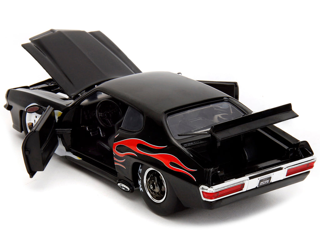 1971 Pontiac GTO Black with Flame Graphics "Bigtime Muscle" Series 1/24 Diecast Model Car by Jada - image 4