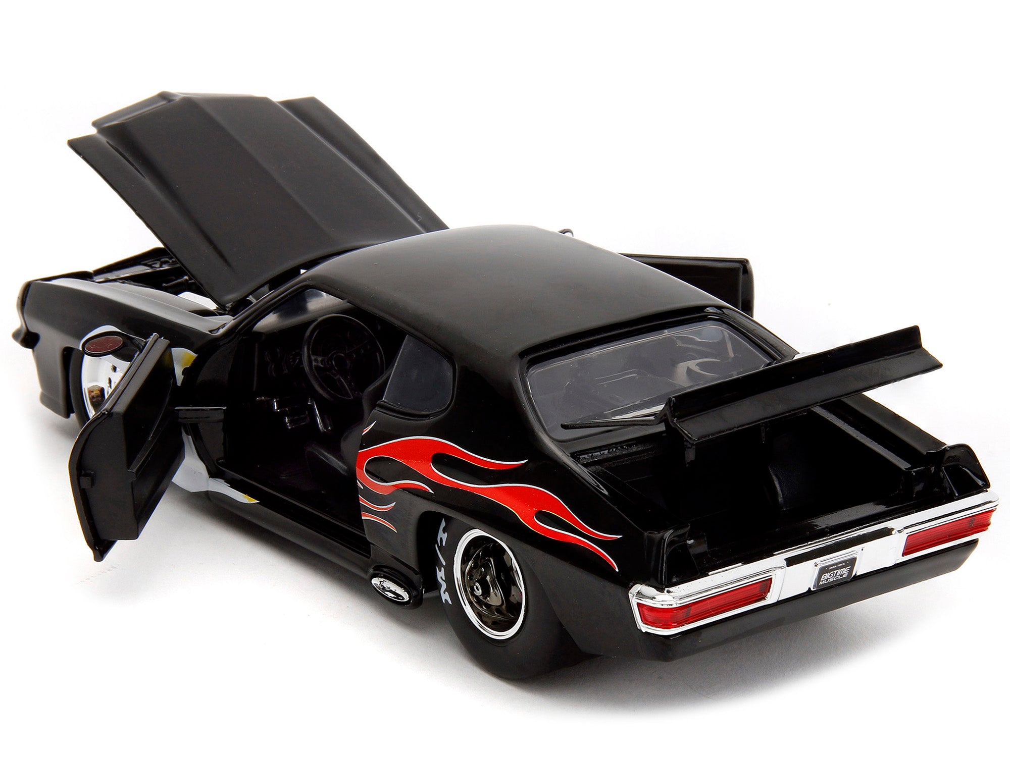 1971 Pontiac GTO Black with Flame Graphics "Bigtime Muscle" Series 1/24 Diecast Model Car by Jada - image 4