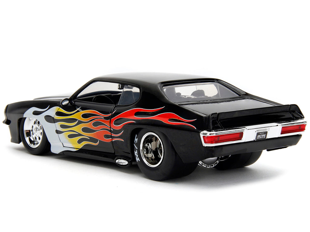 1971 Pontiac GTO Black with Flame Graphics "Bigtime Muscle" Series 1/24 Diecast Model Car by Jada - image 5