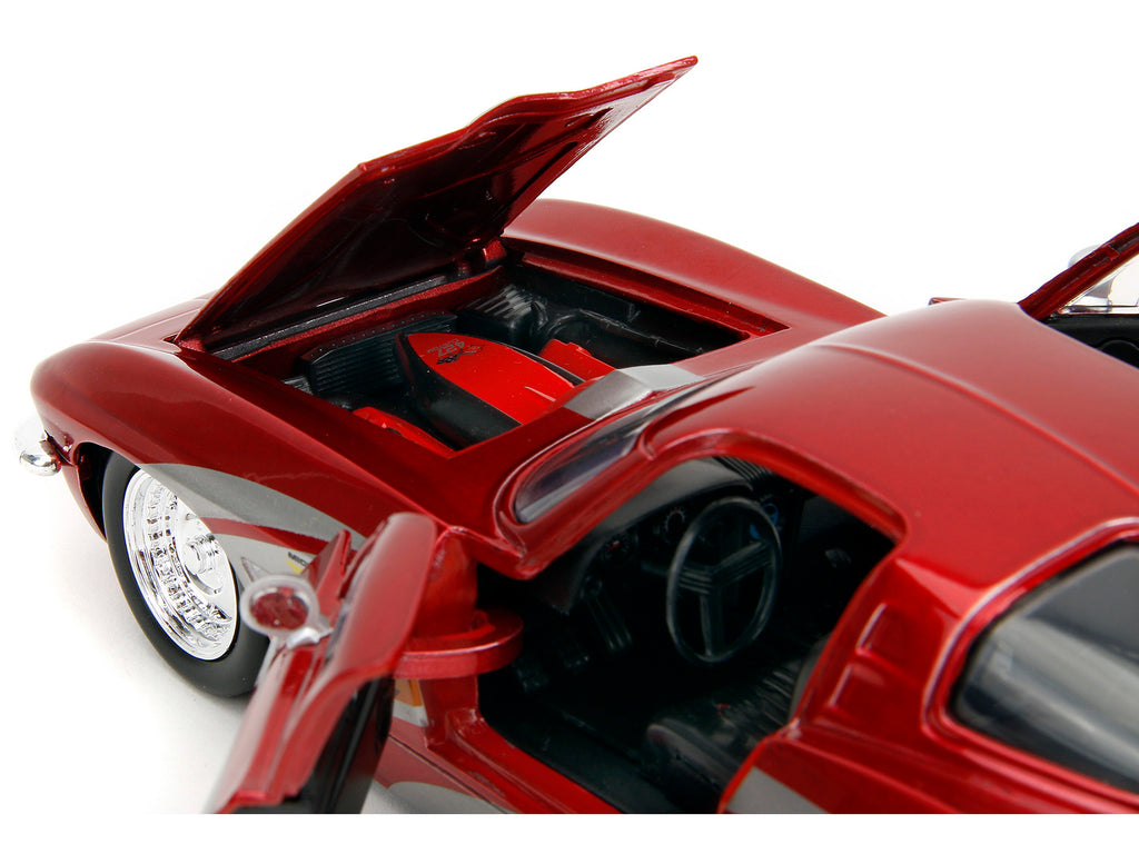 1963 Chevrolet Corvette Stingray Red Metallic with Silver Graphics "Bigtime Muscle" Series 1/24 Diecast Model Car by Jada - image 3