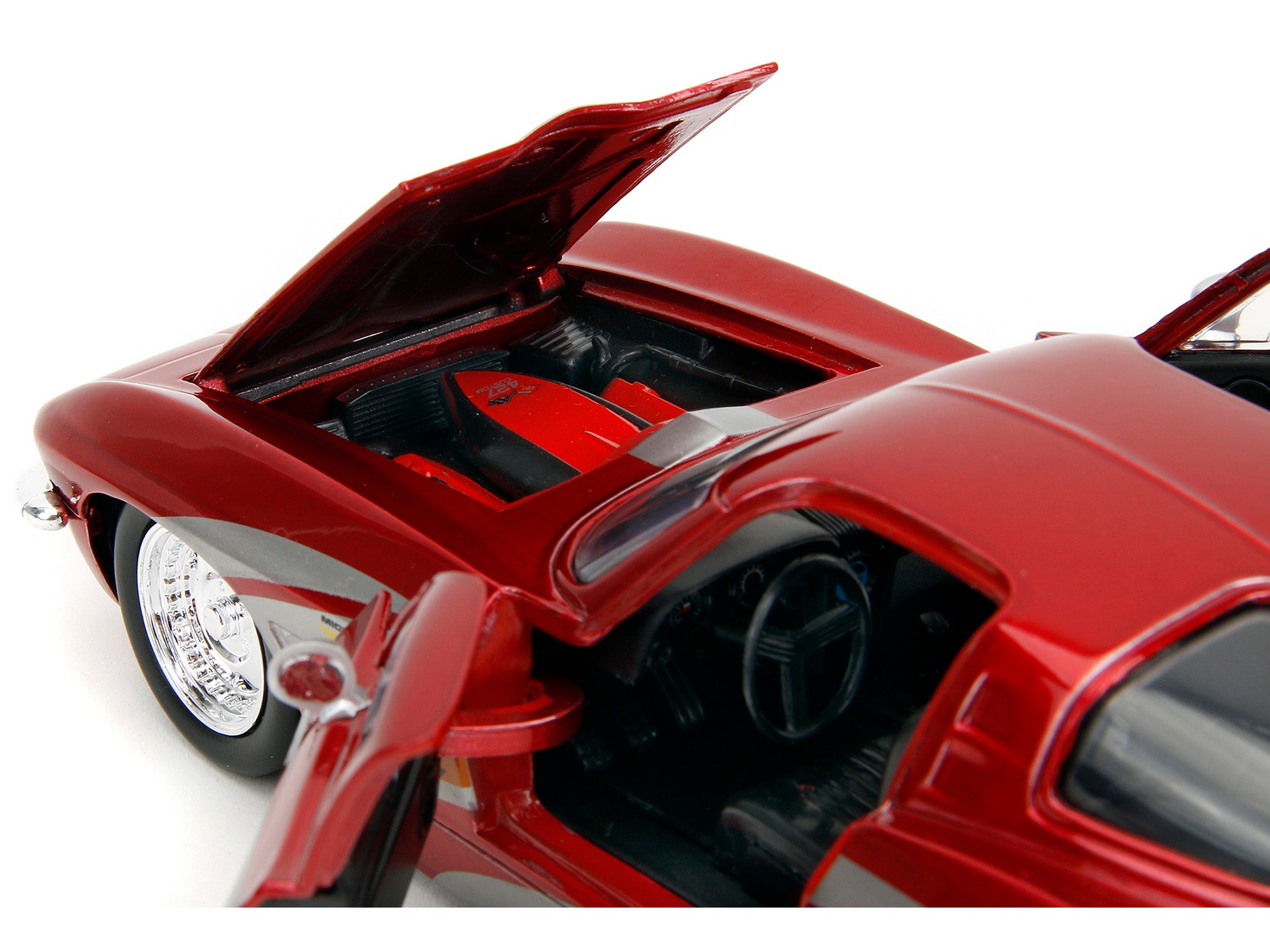 1963 Chevrolet Corvette Stingray Red Metallic with Silver Graphics "Bigtime Muscle" Series 1/24 Diecast Model Car by Jada - image 3