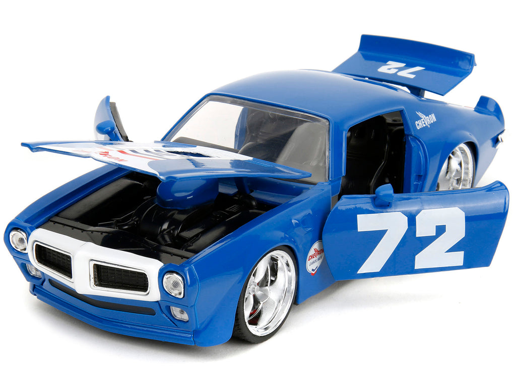 1972 Pontiac Firebird #72 Blue with White Stripe "Chevron" "Bigtime Muscle" Series 1/24 Diecast Model Car by Jada - image 2