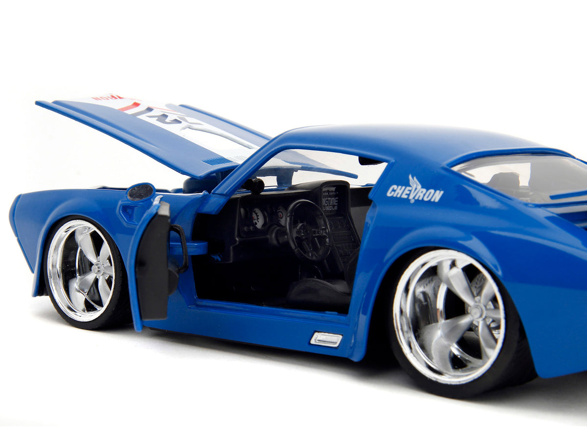 1972 Pontiac Firebird #72 Blue with White Stripe "Chevron" "Bigtime Muscle" Series 1/24 Diecast Model Car by Jada - image 3