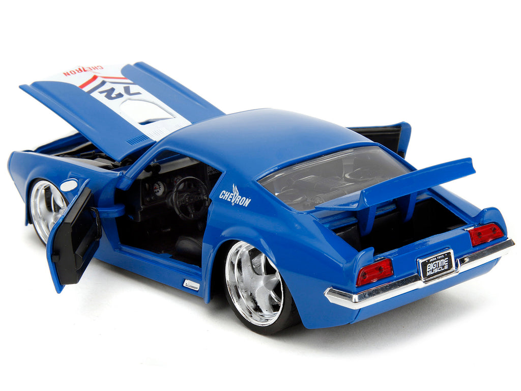 1972 Pontiac Firebird #72 Blue with White Stripe "Chevron" "Bigtime Muscle" Series 1/24 Diecast Model Car by Jada - image 4