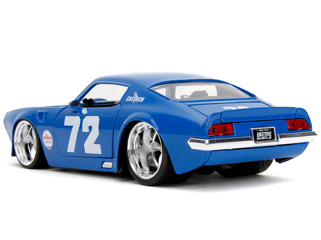 1972 Pontiac Firebird #72 Blue with White Stripe "Chevron" "Bigtime Muscle" Series 1/24 Diecast Model Car by Jada - image 5