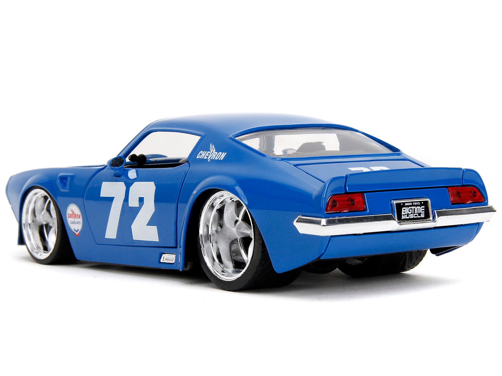 1972 Pontiac Firebird #72 Blue with White Stripe "Chevron" "Bigtime Muscle" Series 1/24 Diecast Model Car by Jada - image 5