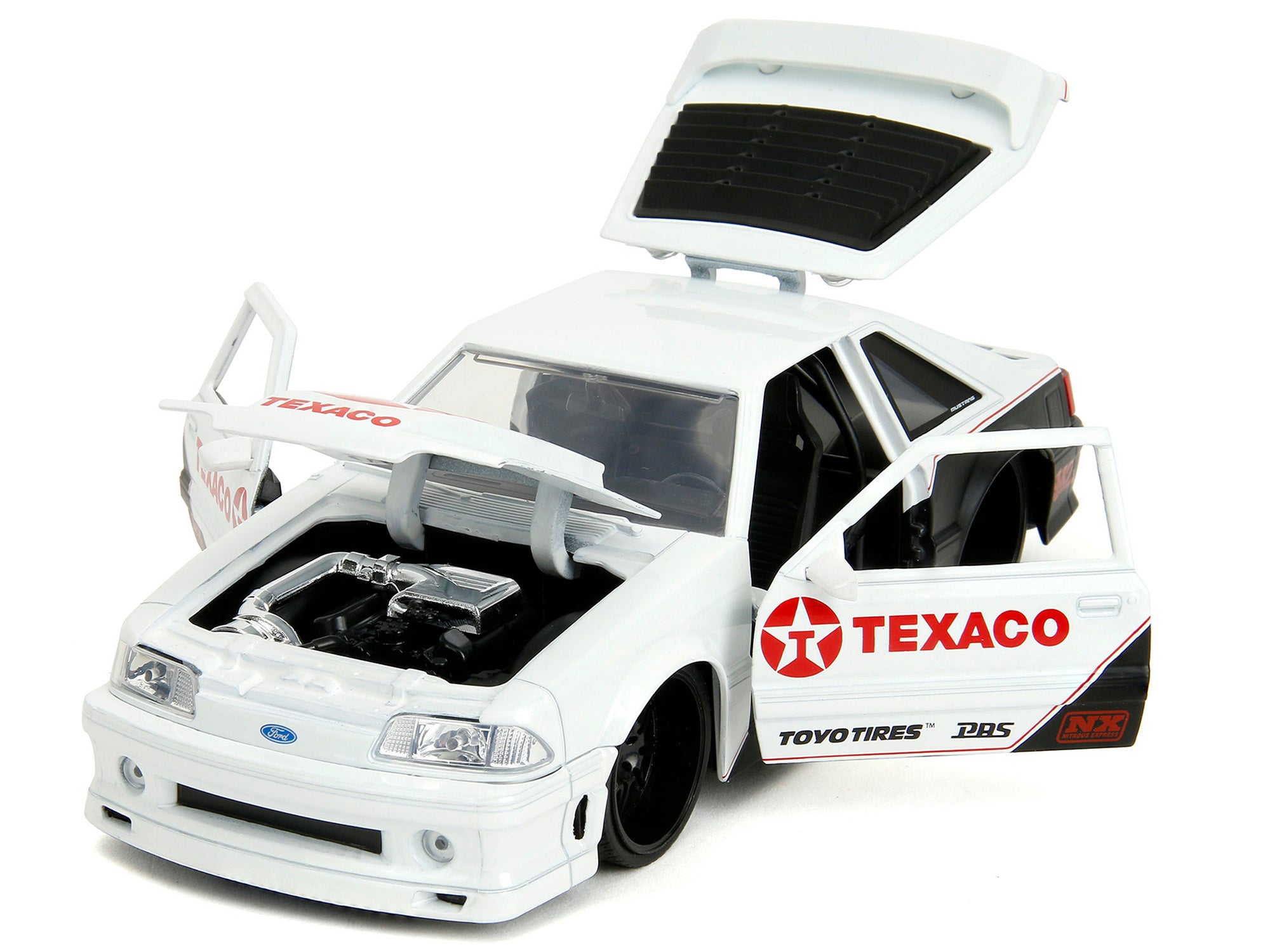 1989 Ford Mustang GT "Texaco" White and Matt Black with Graphics "Bigtime Muscle" Series 1/24 Diecast Model Car by Jada - image 2