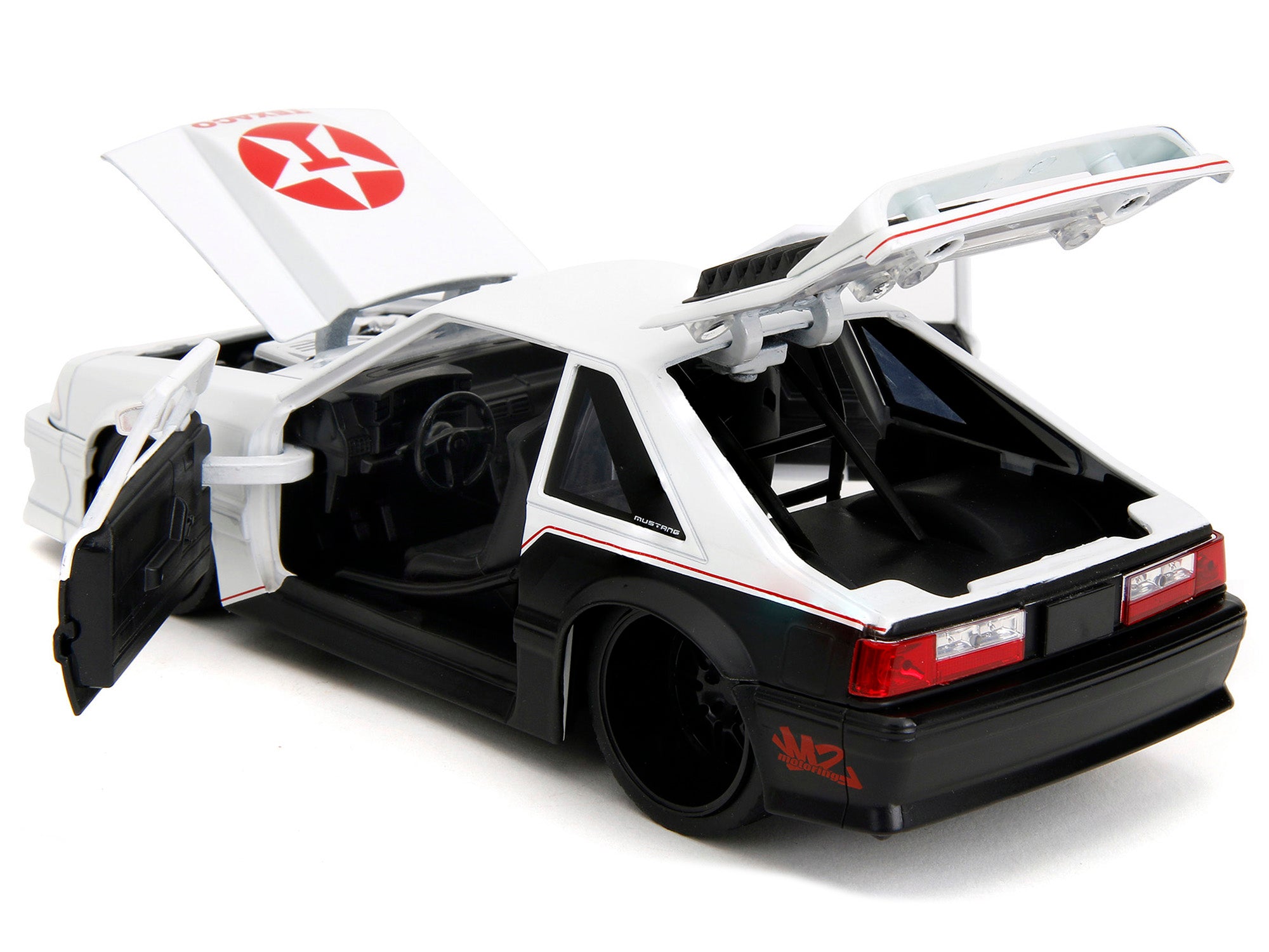 1989 Ford Mustang GT "Texaco" White and Matt Black with Graphics "Bigtime Muscle" Series 1/24 Diecast Model Car by Jada - image 4