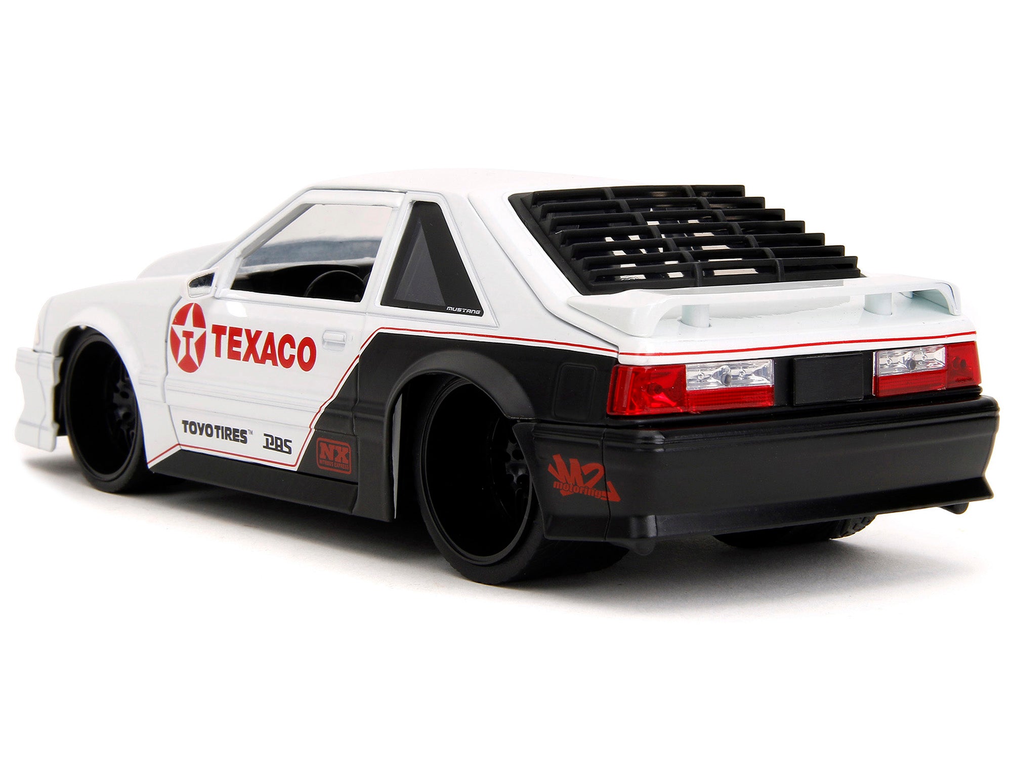 1989 Ford Mustang GT "Texaco" White and Matt Black with Graphics "Bigtime Muscle" Series 1/24 Diecast Model Car by Jada - image 5
