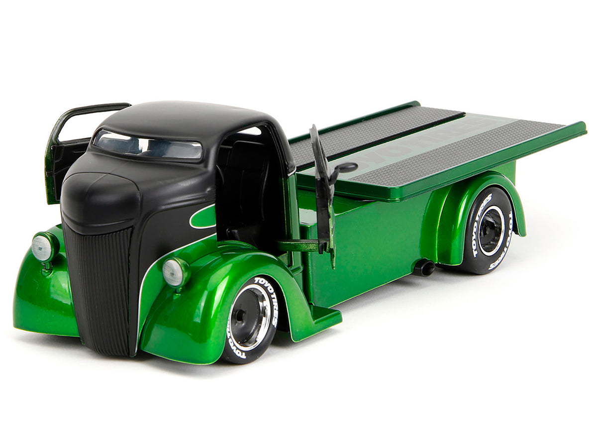 1947 Ford COE Flatbed Truck Green Metallic and Matt Black "Toyo Tires" with Extra Wheels "Just Trucks" Series 1/24 Diecast Model Car by Jada - image 2
