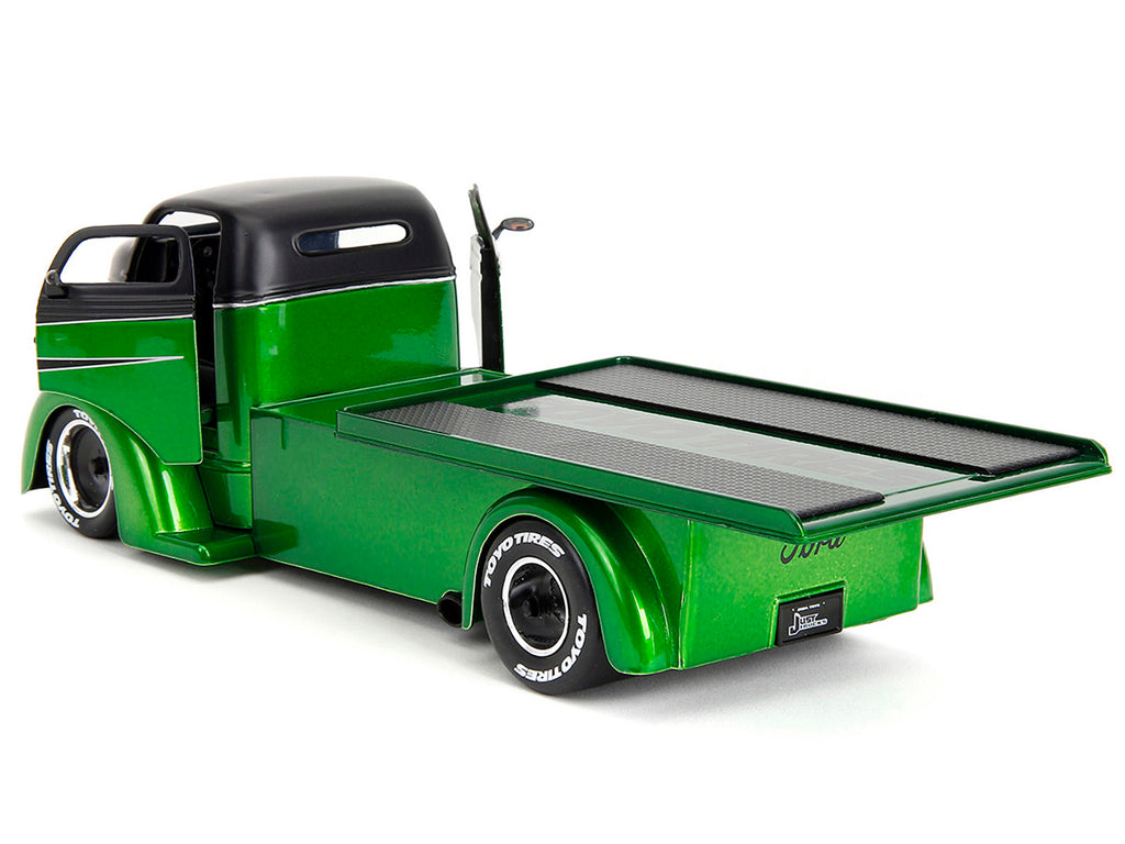 1947 Ford COE Flatbed Truck Green Metallic and Matt Black "Toyo Tires" with Extra Wheels "Just Trucks" Series 1/24 Diecast Model Car by Jada - image 4