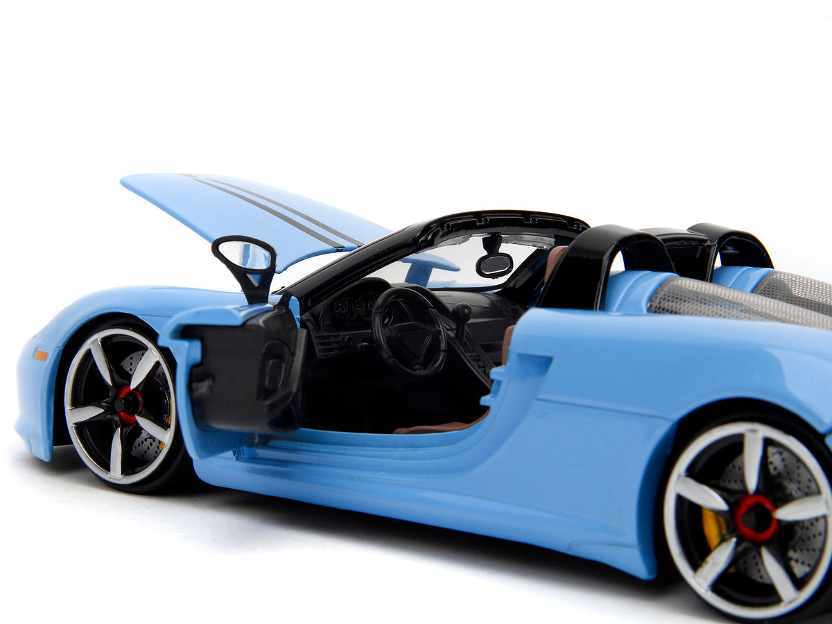 Porsche Carrera GT Convertible Blue with Black Stripes "Pink Slips" Series 1/24 Diecast Model Car by Jada - image 3