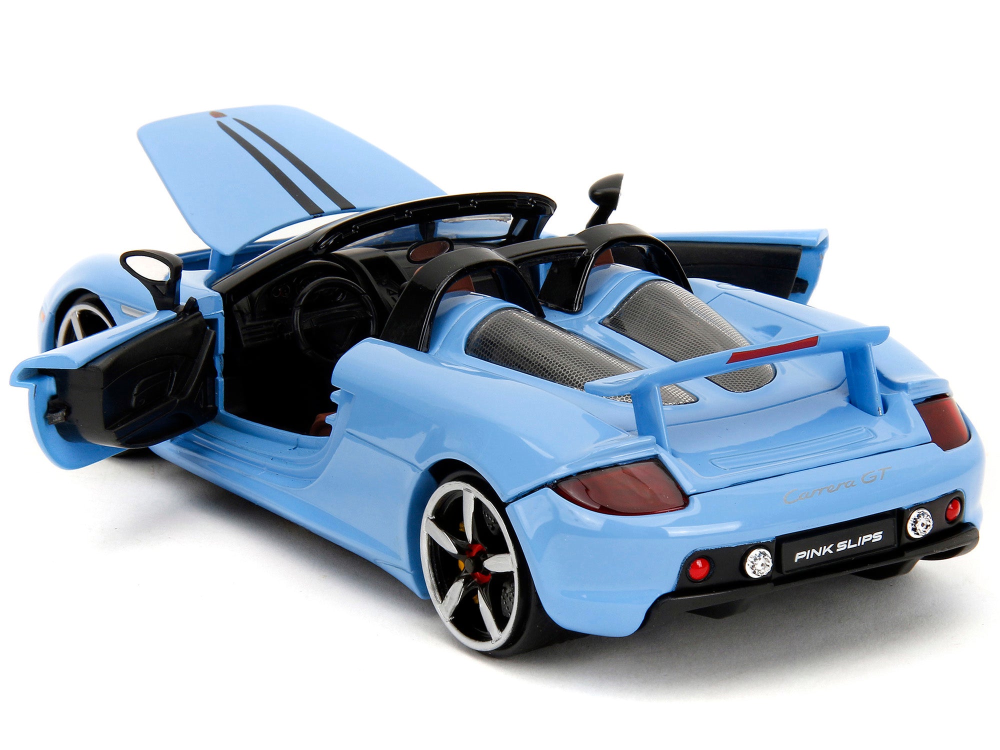 Porsche Carrera GT Convertible Blue with Black Stripes "Pink Slips" Series 1/24 Diecast Model Car by Jada - image 4