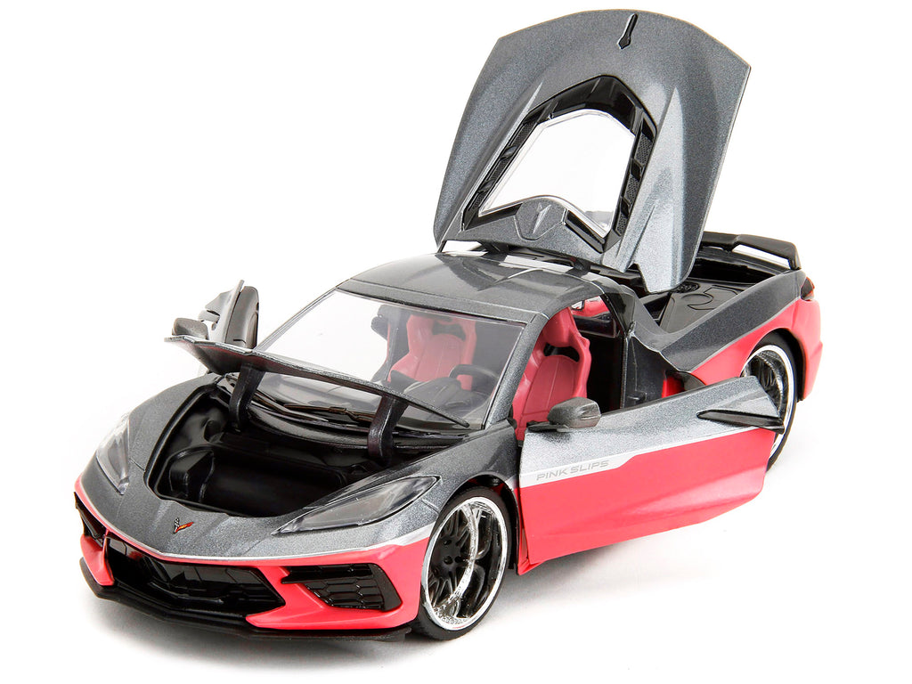 2020 Chevrolet Corvette Gray Metallic and Pink "Pink Slips" Series 1/24 Diecast Model Car by Jada - image 2