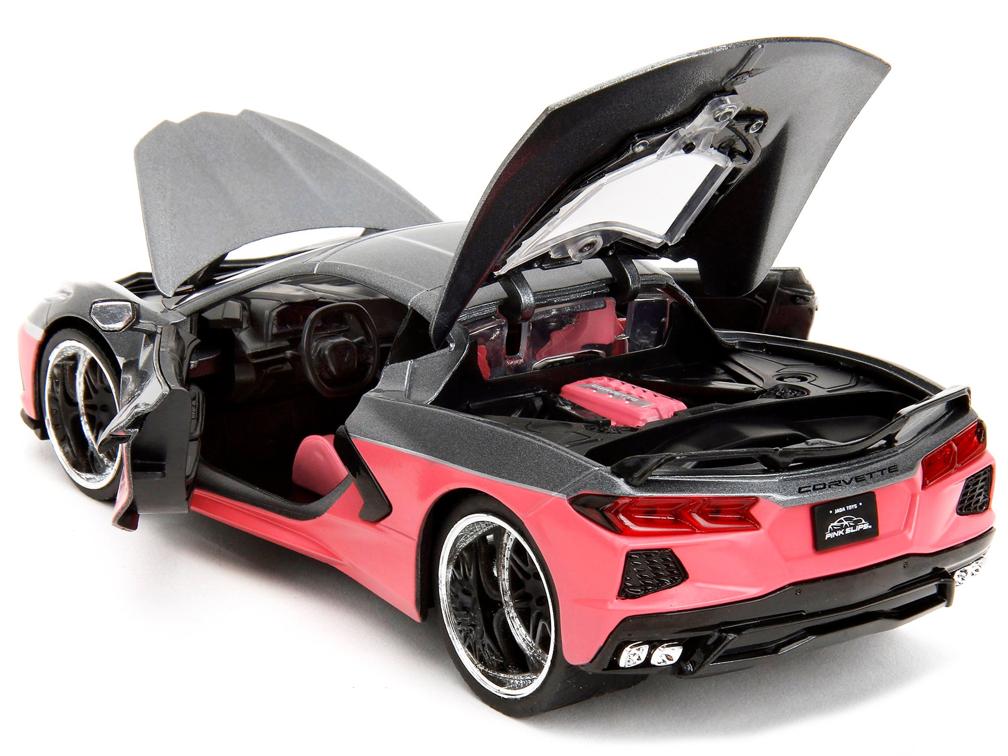 2020 Chevrolet Corvette Gray Metallic and Pink "Pink Slips" Series 1/24 Diecast Model Car by Jada - image 4