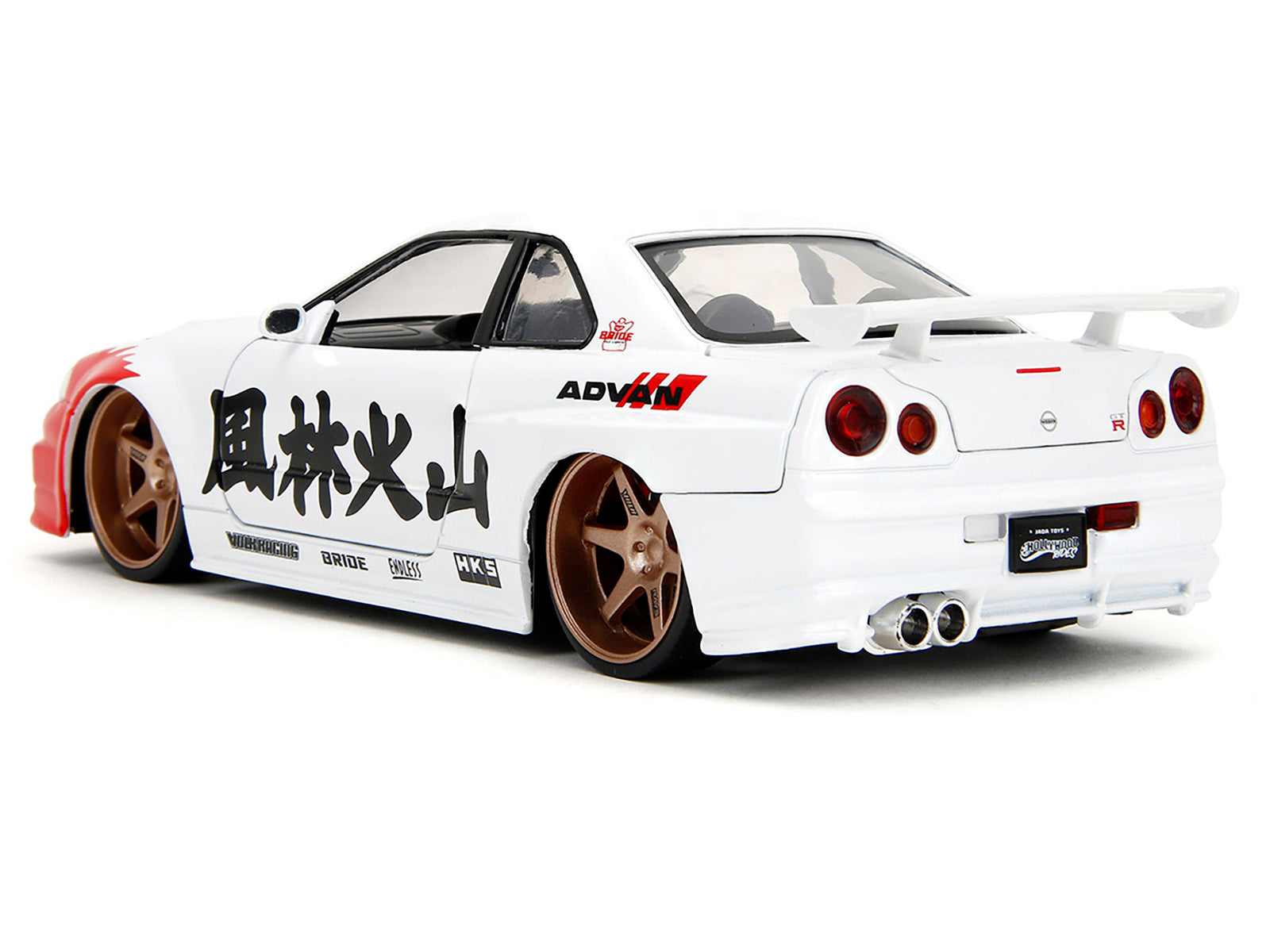 2002 Nissan Skyline GT-R (R34) RHD (Right Hand Drive) White with Red Graphics and Ryu Diecast Figure "Street Fighter" Video Game "Anime Hollywood Rides" Series 1/24 Diecast Model Car by Jada - image 5