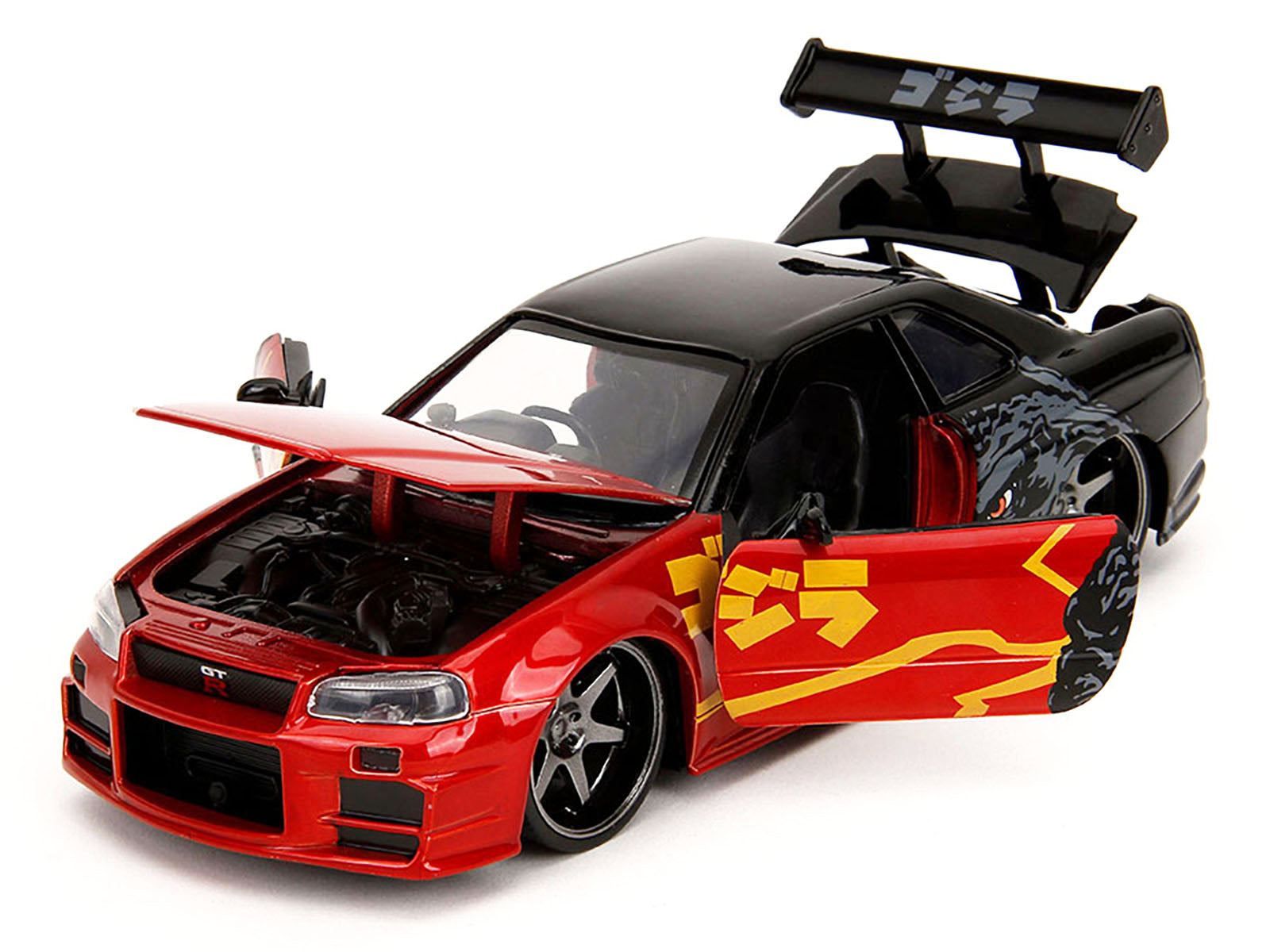 2002 Nissan Skyline GT-R (R34) RHD (Right Hand Drive) Red Metallic and Black "Godzilla vs. Destoroyah" (1995) Movie "Hollywood Rides" Series 1/24 Diecast Model Car by Jada - image 2
