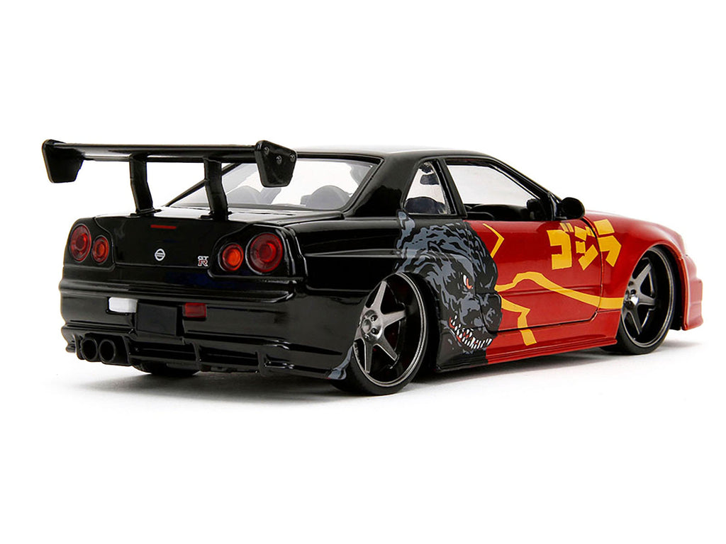 2002 Nissan Skyline GT-R (R34) RHD (Right Hand Drive) Red Metallic and Black "Godzilla vs. Destoroyah" (1995) Movie "Hollywood Rides" Series 1/24 Diecast Model Car by Jada - image 3