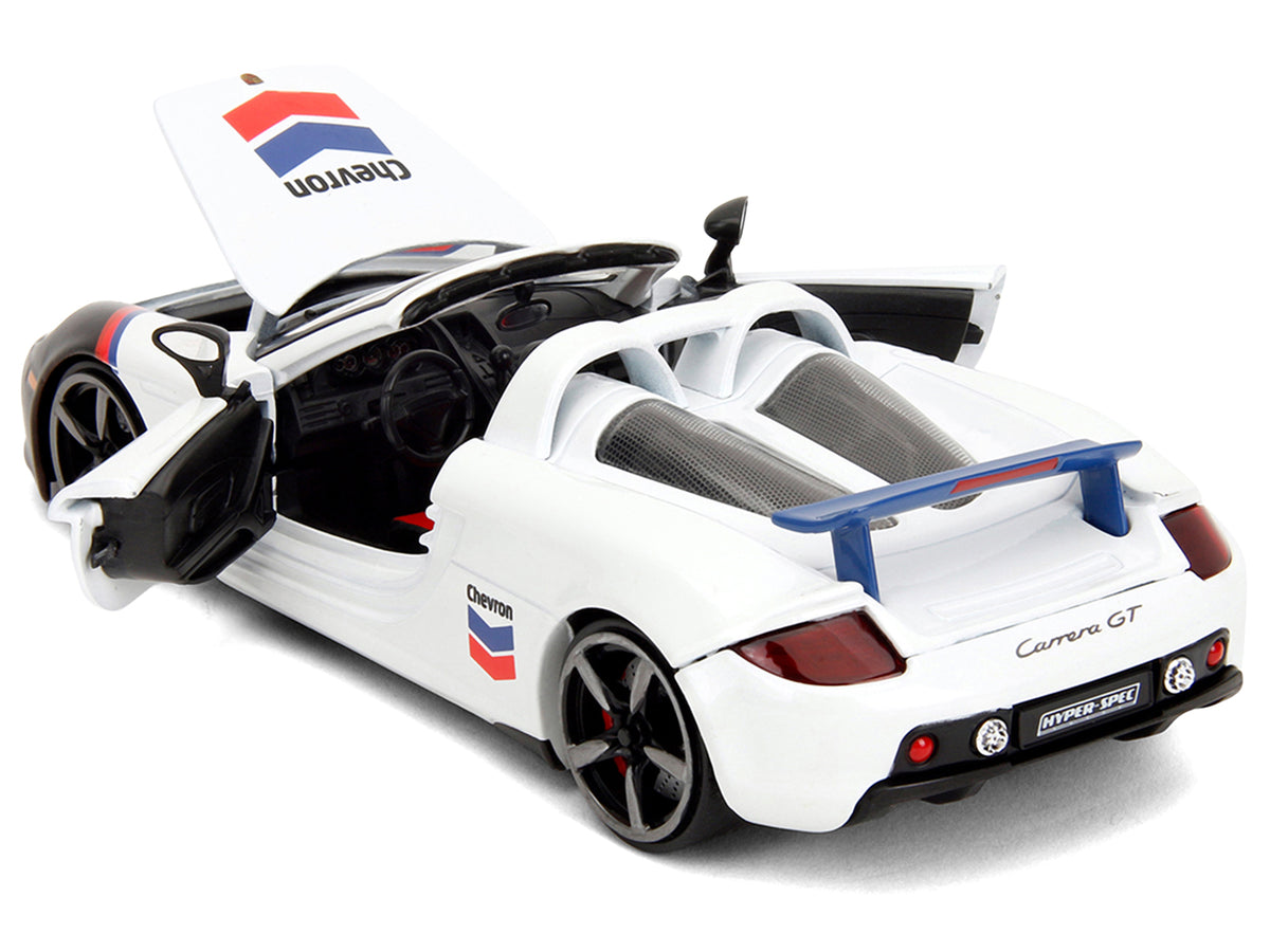 Porsche Carrera GT Convertible #04 "Chevron" White with Graphics "Hyper-Spec" Series 1/24 Diecast Model Car by Jada - image 4