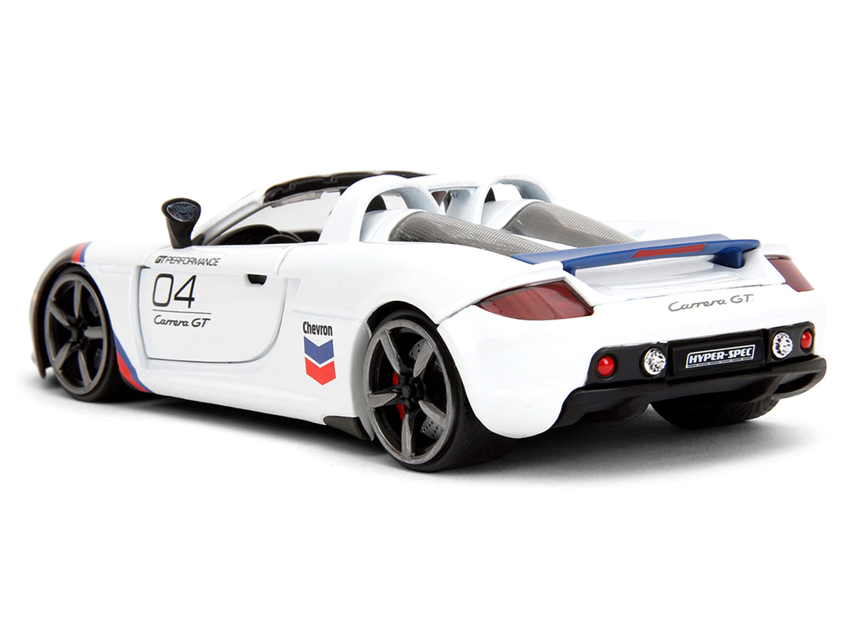 Porsche Carrera GT Convertible #04 "Chevron" White with Graphics "Hyper-Spec" Series 1/24 Diecast Model Car by Jada - image 5