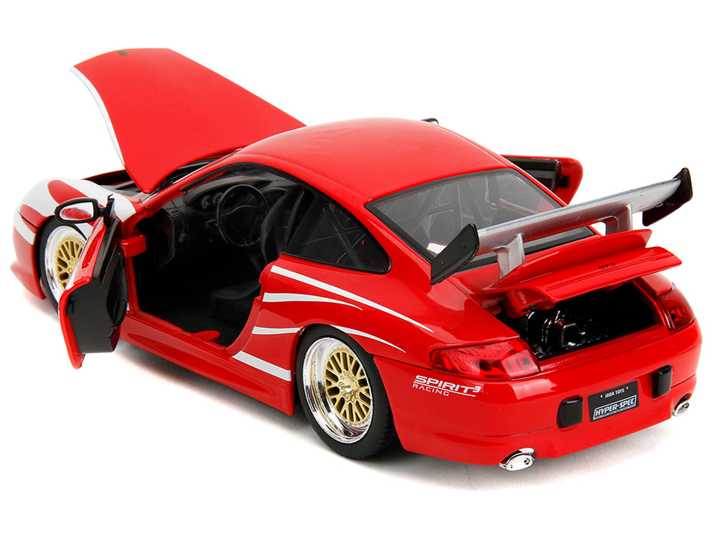 Porsche 911 GT3 (996) Red with White Graphics "Hyper-Spec" Series 1/24 Diecast Model Car by Jada - image 4
